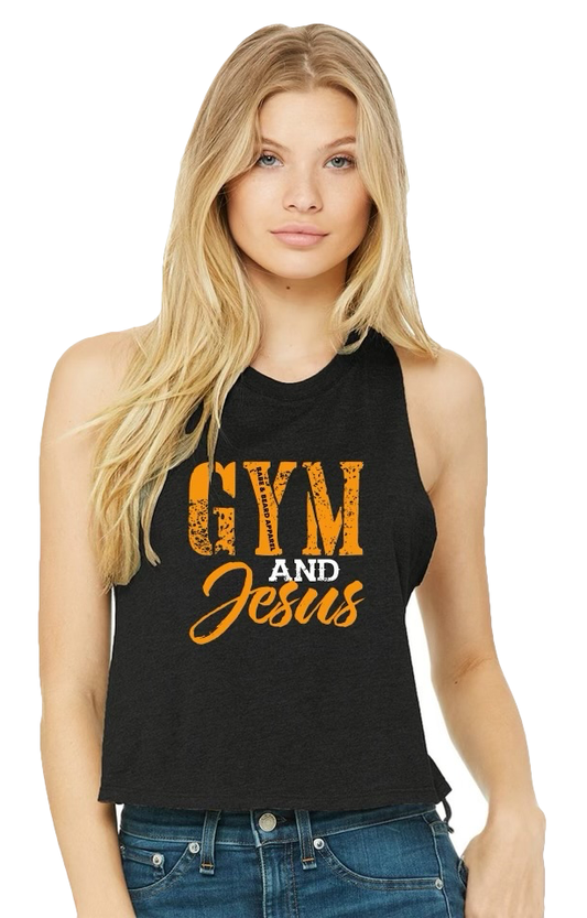 Gym & Jesus Racerback Crop Tank